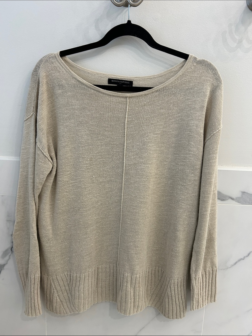 Banana Republic Women's Cream Lightweight Crewneck Sweater